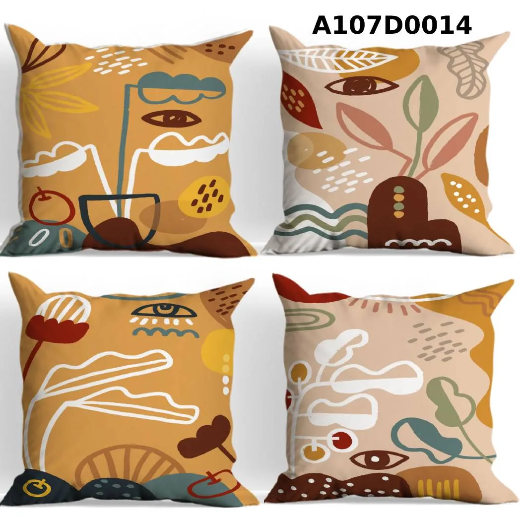 طقم أوجه مخدات مطبوع رسومات فنية عصرية
