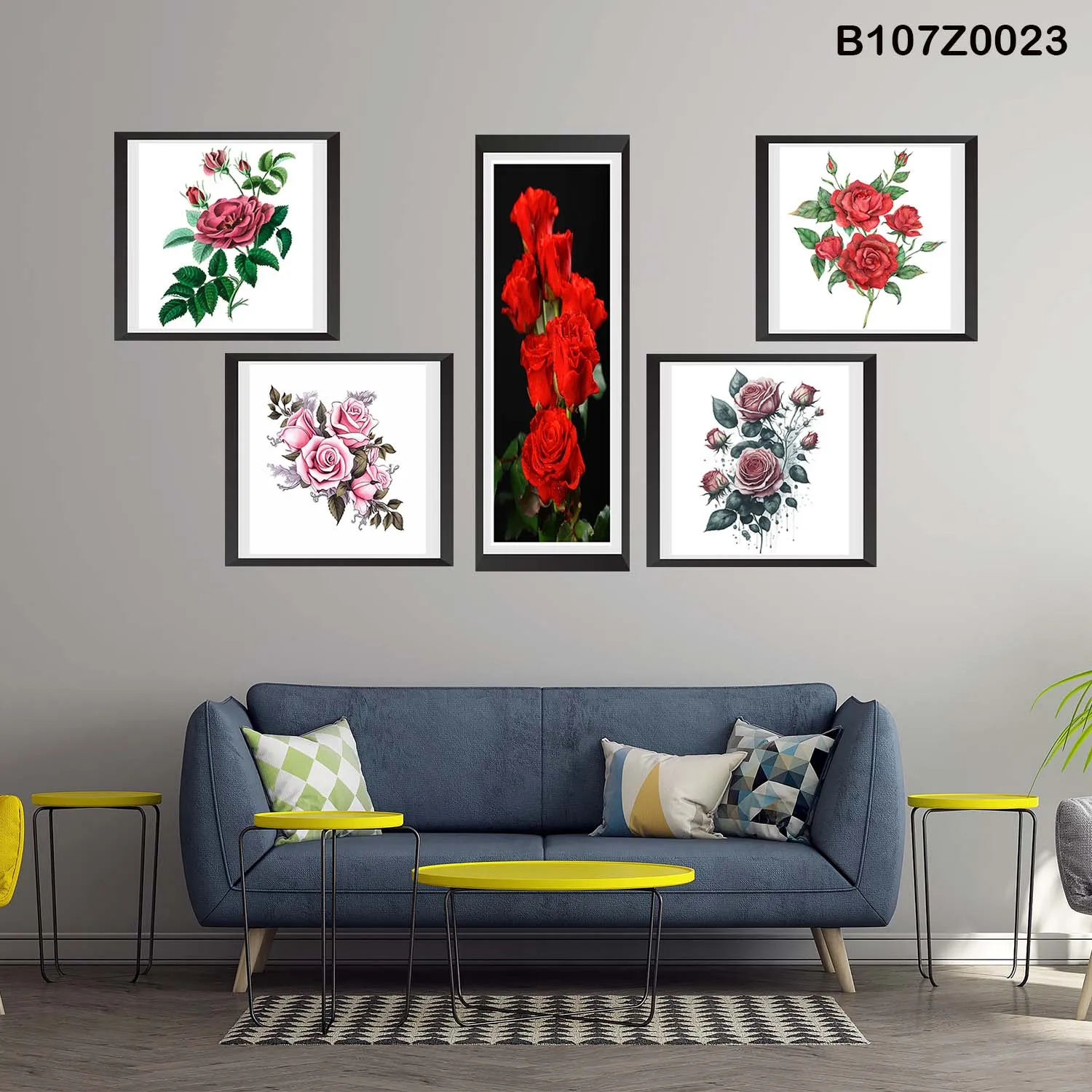 لوحة جدارية باقات ورد أحمر أنيقة