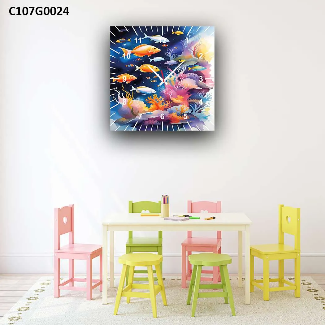 ساعة حائط عالم البحار – تصميم ملون ومرح لغرف الأطفال