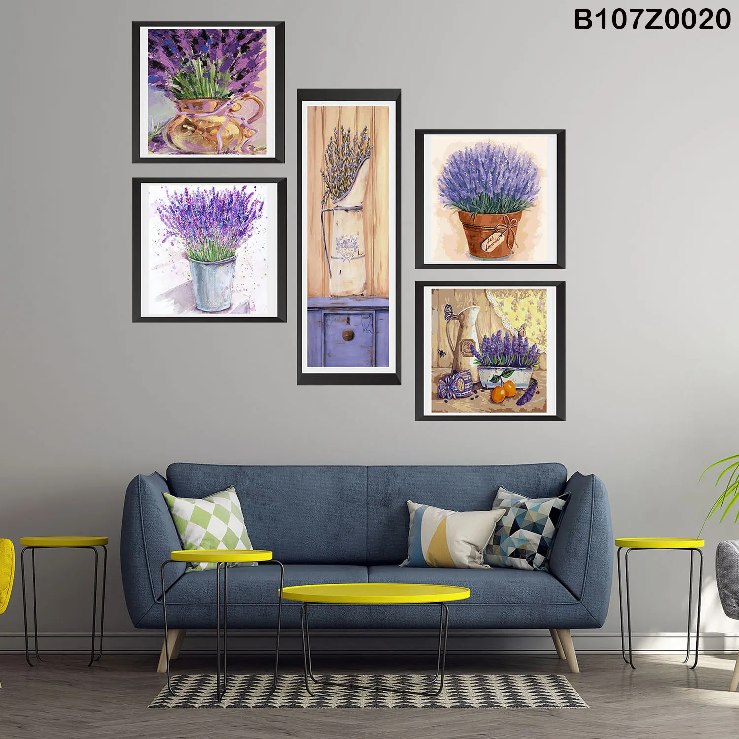 لوحة جدارية باقات لافندر بنفسجية أنيقة