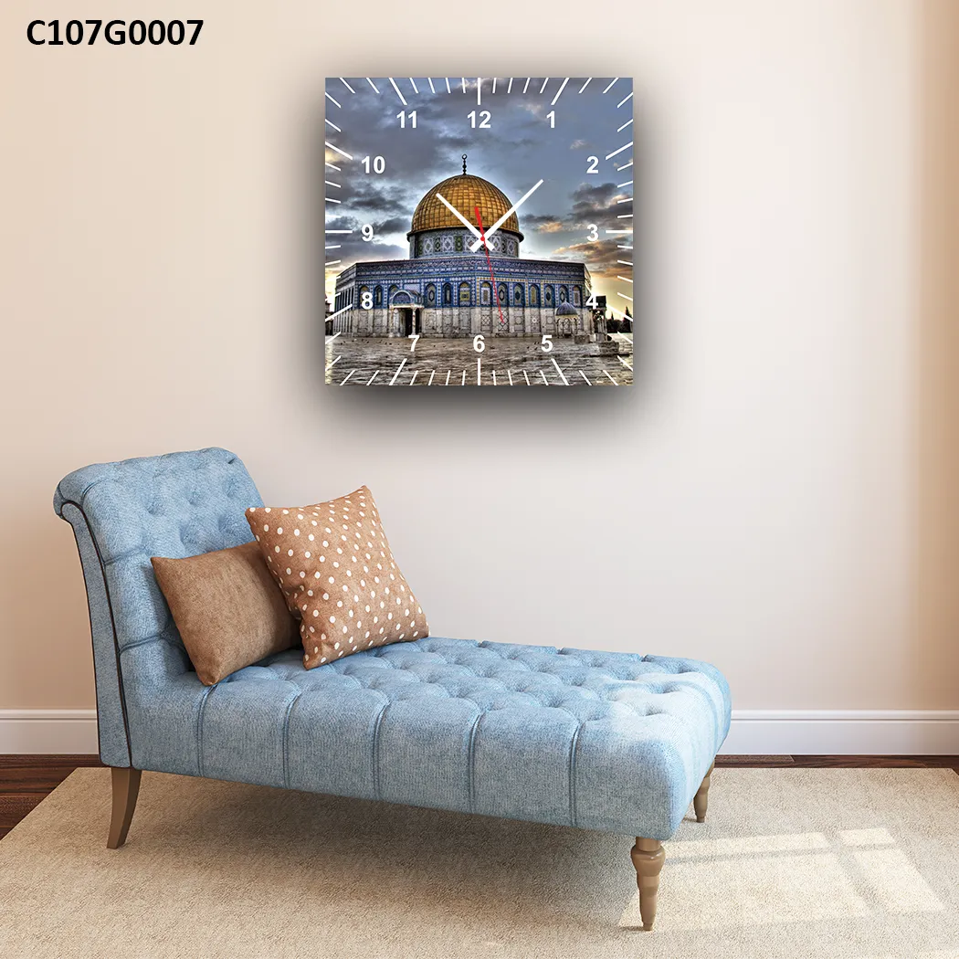 ساعة قبة الصخرة وقت الغروب