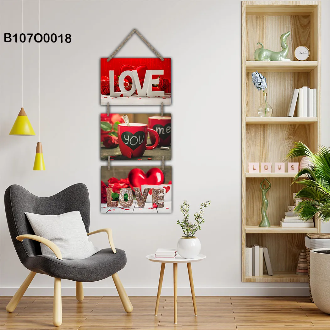 لوحة جدارية تعليق ثلاثية بتصميم كلمة LOVE الرومانسية