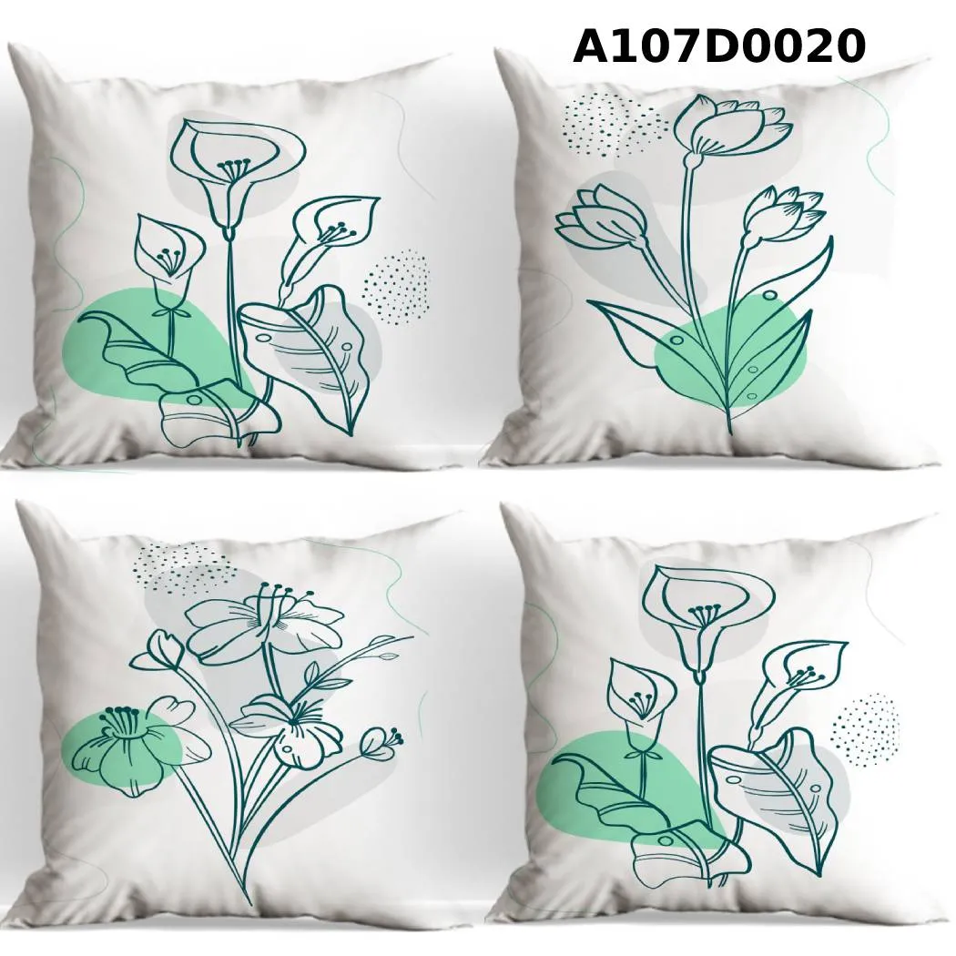 طقم أوجه مخدات مطبوع رسومات زهور بسيطة